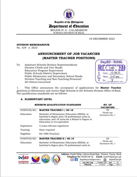 sdo rizal memo|DepEd Rizal 2023.